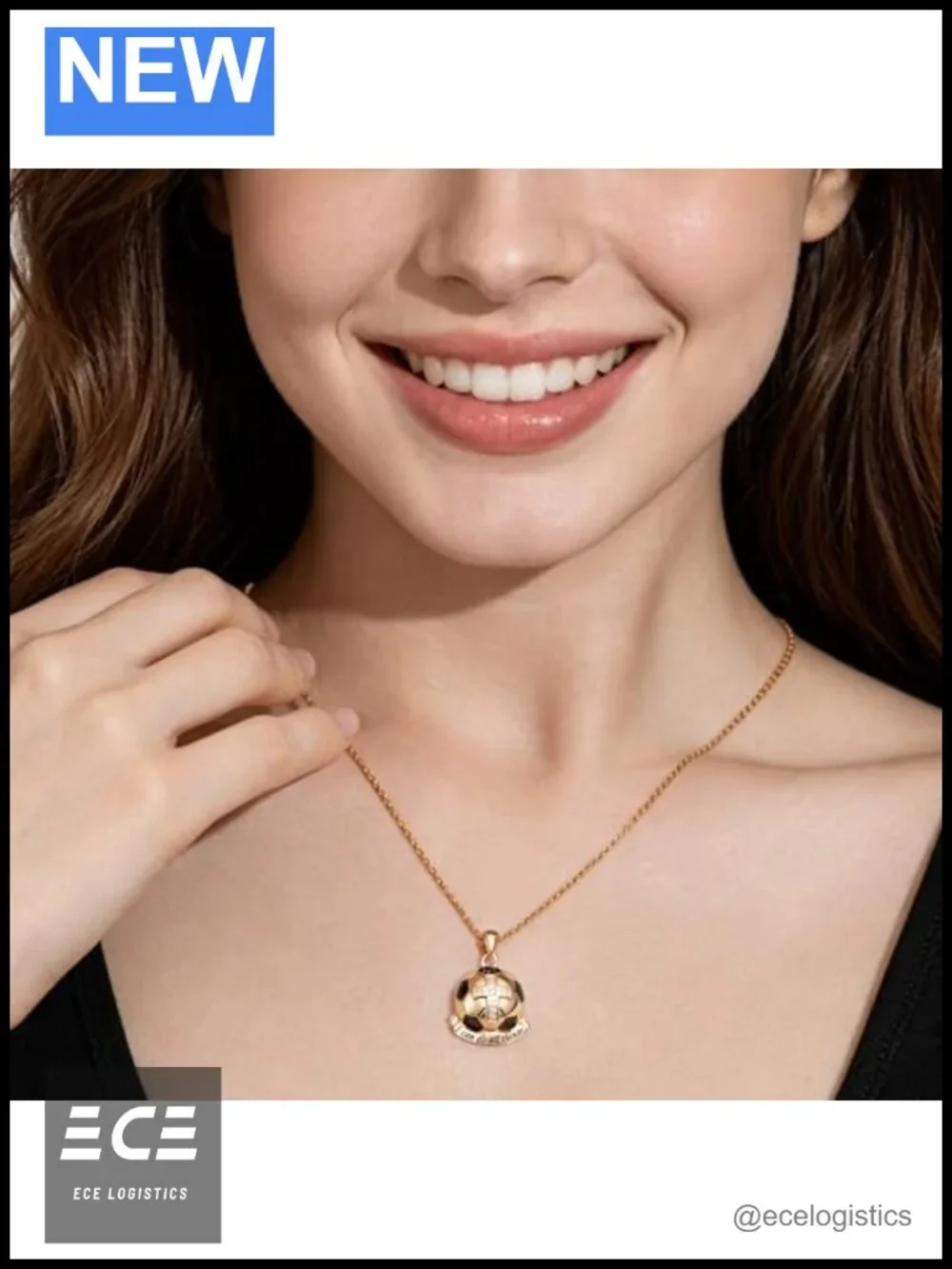 S925 Sterling Silver 18K Gold Plated Soccer Cross Necklace Cubic Zirconia